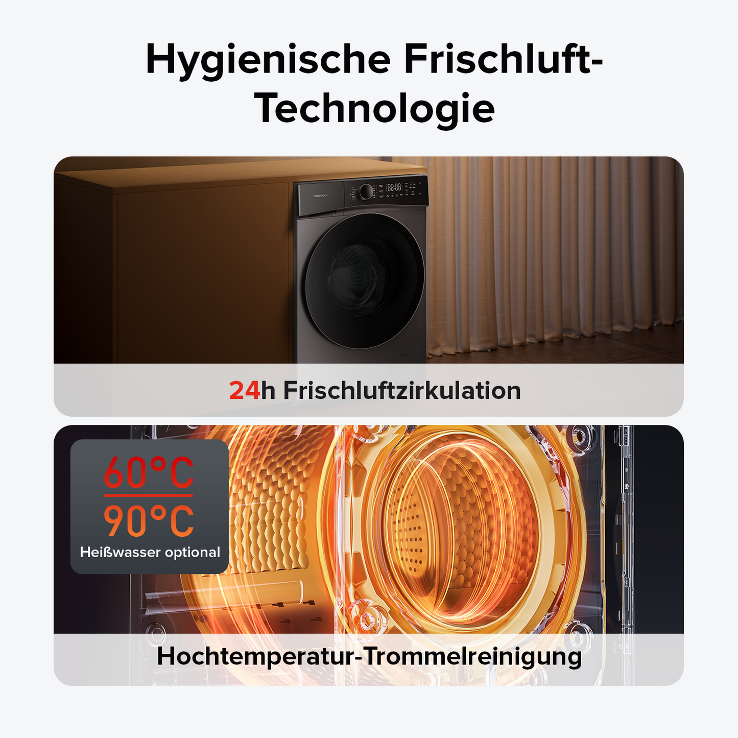 Roborock Zeo Lite Waschtrockner mit der Zeo-Cycle® Trocknungstechnologie