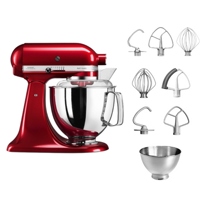 KitchenAid 4,8 L 5KSM175 Artisan Küchenmaschine Steellover mit Edelstahl-Werkzeugen