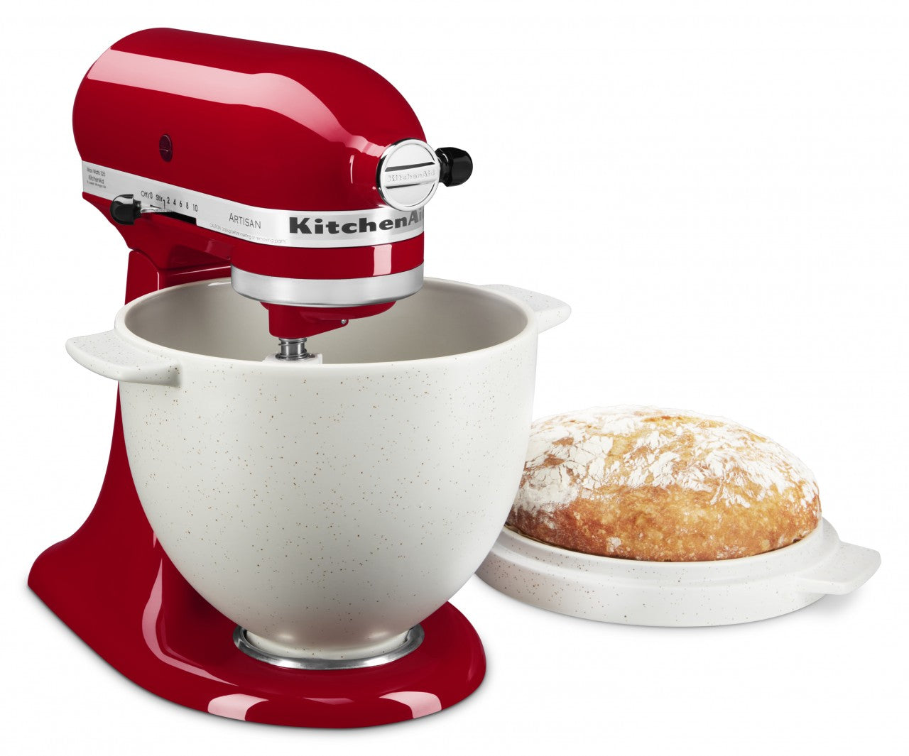 KitchenAid Brot-Backschüssel 5KSM2CB5BGS Grey Speckle mit KitchenAid Brotmesser KKFTR8BRWM