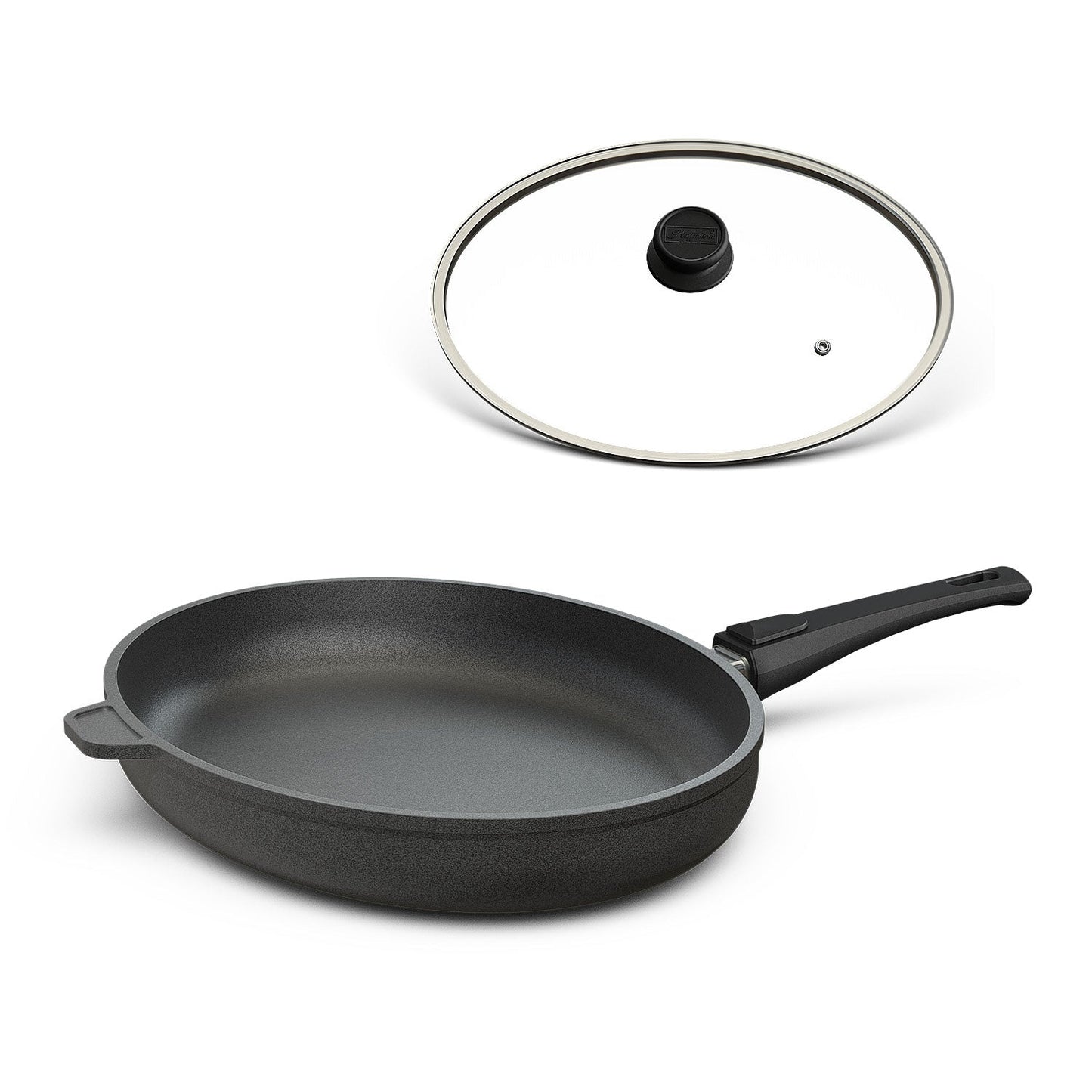Schnitzelpfanne I Fischpfanne oval 38x28 cm I Deckel optional