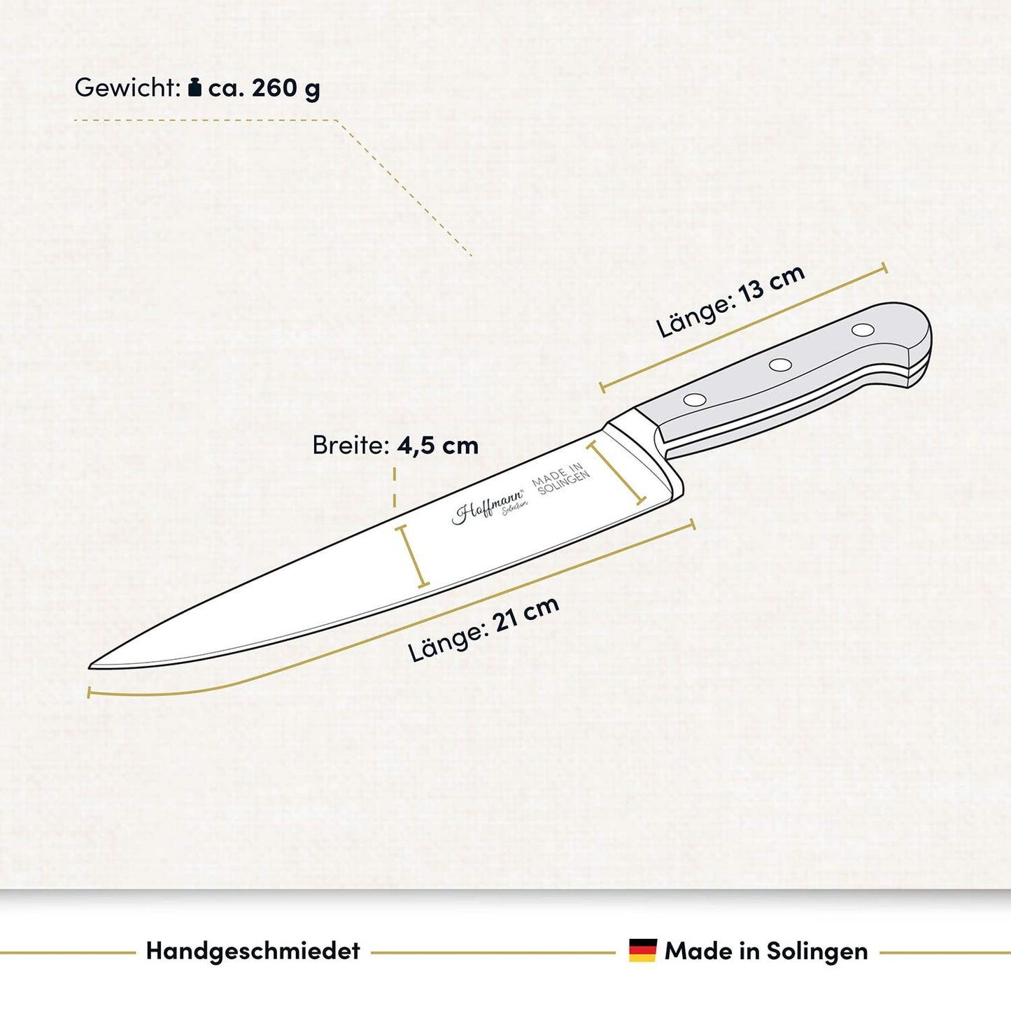 Chefmesser 21 cm, handgeschmiedet in Solingen