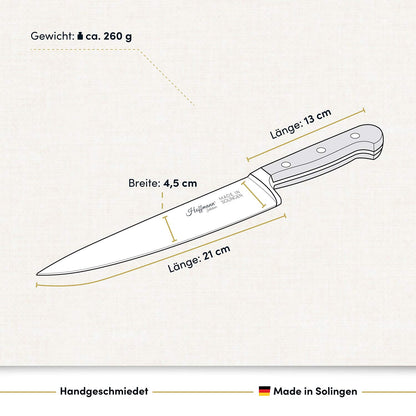 Chefmesser 21 cm, handgeschmiedet in Solingen