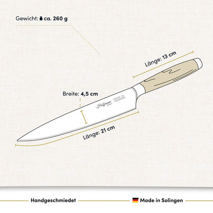 Chefmesser 21 cm Olivenholzgriff I handgefertigt in Solingen