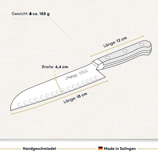 Santokumesser 18 cm, handgeschmiedet in Solingen