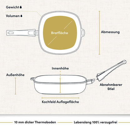 Viereckpfannen 20-28 cm I Deckel optional
